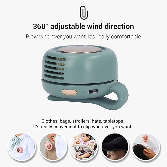 USB Rechargeable Portable Fan, Portable Snap Fan Lightweight ABS