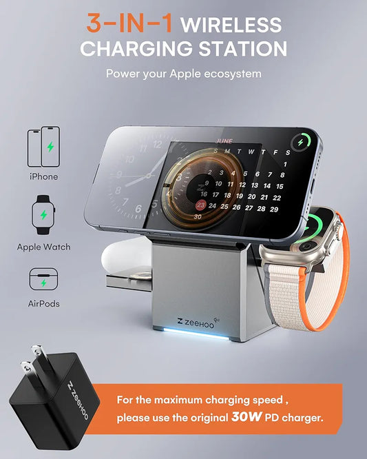 in 1 Charging Station for Apple, iPhone Mag-Safe Charger