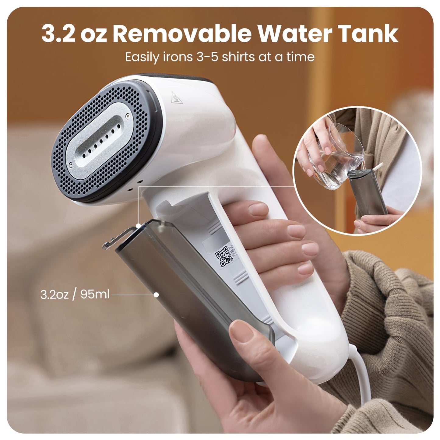 Magic 1 Vacuum Steamer, Handheld Travel Garment Steamer for Clothes, 2300Pa Suction for Clothes Grips, Steamer Iron