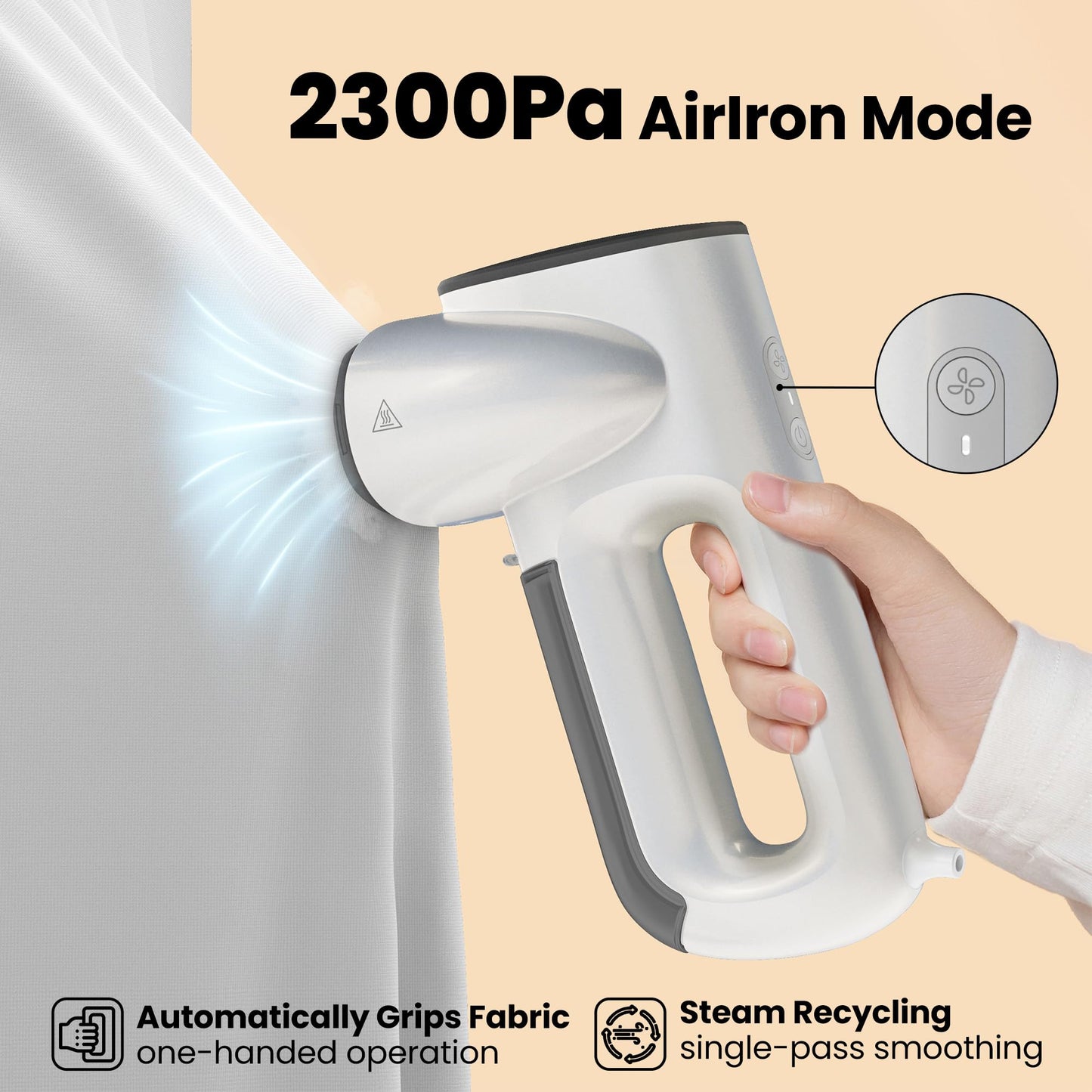 Magic 1 Vacuum Steamer, Handheld Travel Garment Steamer for Clothes, 2300Pa Suction for Clothes Grips, Steamer Iron