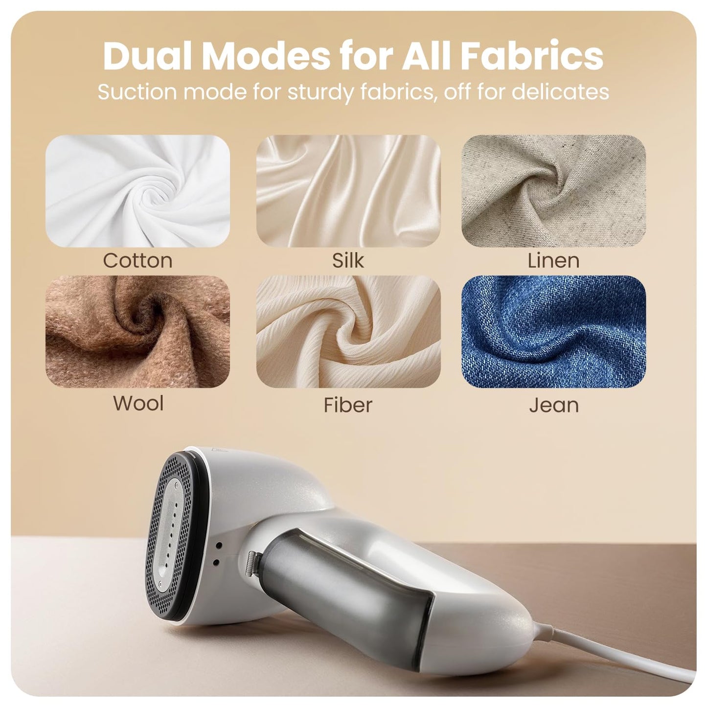 Magic 1 Vacuum Steamer, Handheld Travel Garment Steamer for Clothes, 2300Pa Suction for Clothes Grips, Steamer Iron