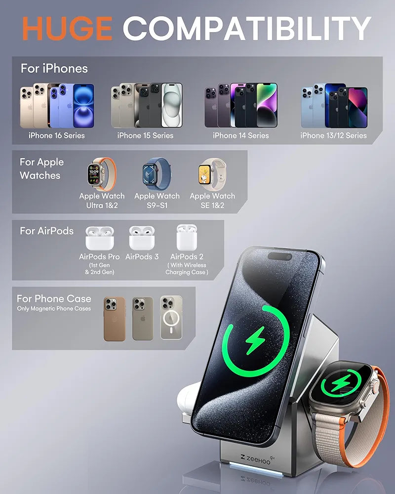 in 1 Charging Station for Apple, iPhone Mag-Safe Charger